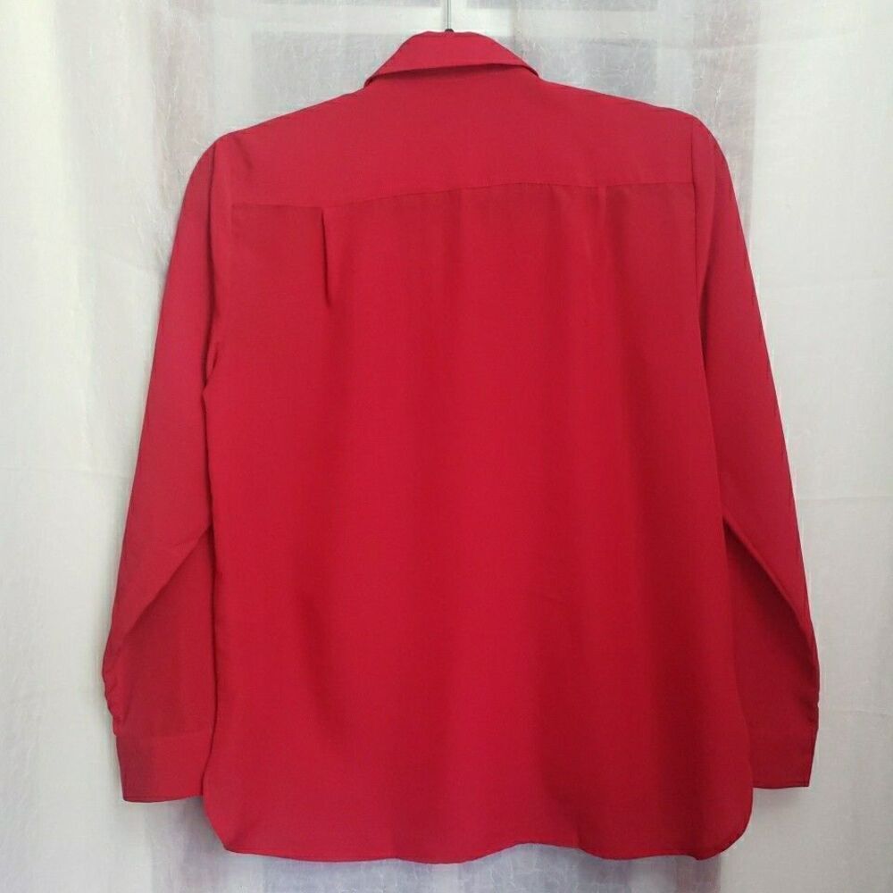 Talbots Shirt Red Pleated Rhinestone Elegant Holiday Party Blouse Top Women Sp - Picture 2 of 9